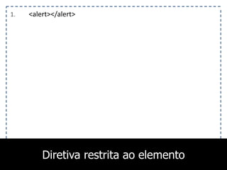 1. <alert></alert>
Diretiva restrita ao elemento
 
