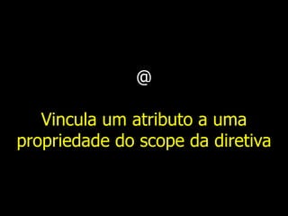 @
Vincula um atributo a uma
propriedade do scope da diretiva
 