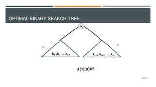 OPTIMAL BINARY SEARCH TREE
kr
k1 ,k2 … ,kr-1 kr+1 ,kr+2 … ,kn
L
A[1][n]=?
R
106/125
 