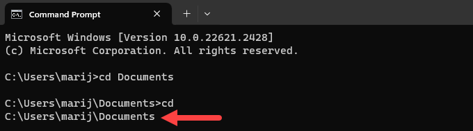 Getting the absolute path using the Command Prompt.