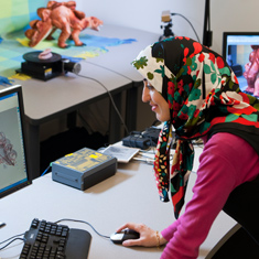 student working on animation