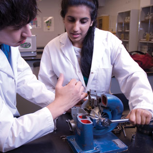 two students working in lab