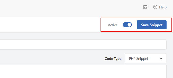 Activate and save code snippet WPCode Save and activate code snippet